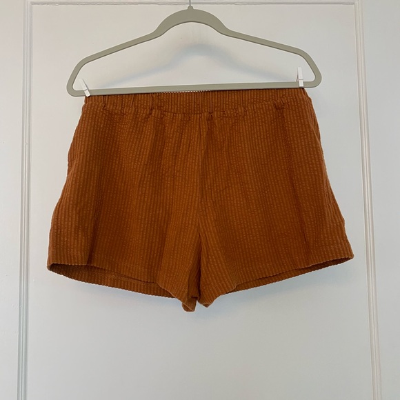 Madewell Size Medium in Warm Coffee Waffle Knit Seersucker Drawstring Shorts - Picture 8 of 9